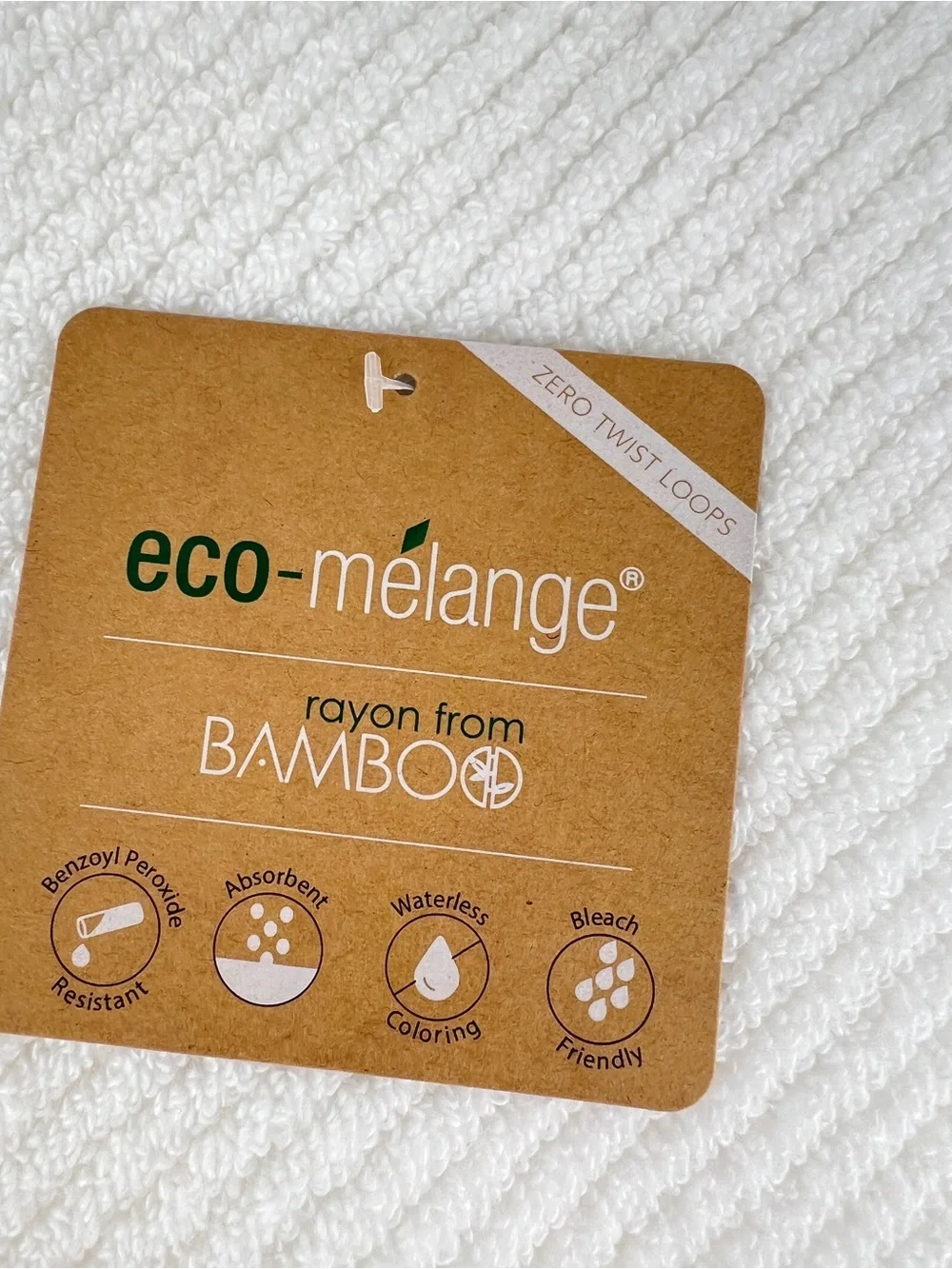 Eco Melange Bamboo Bath Towels White Soft Cotton Rayon Absorbent 8 Pc Set NEW